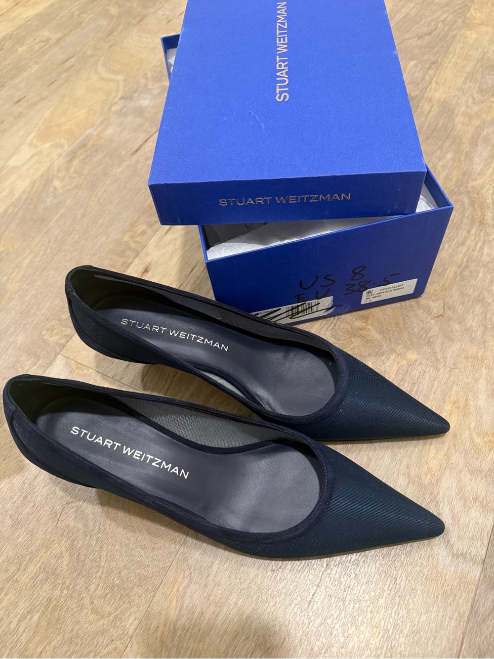 Stuart Weitzman Navy Pointed-Toe Heels